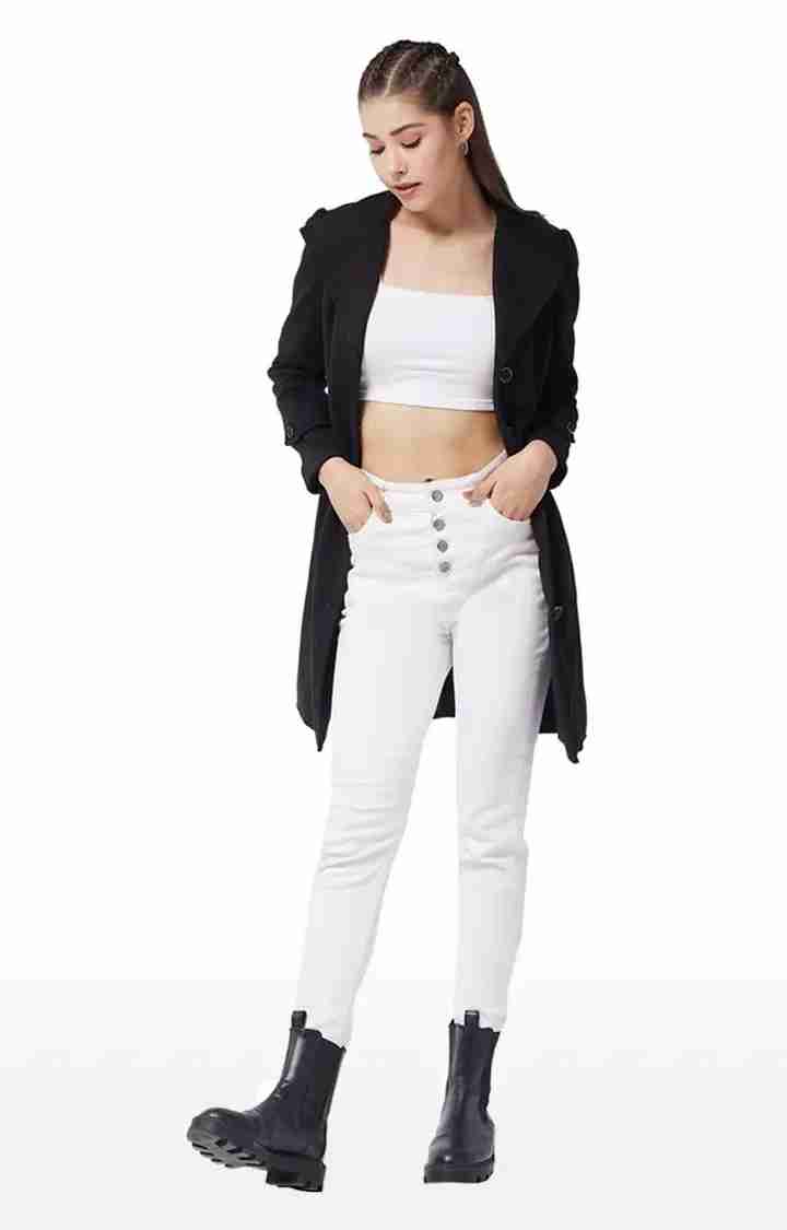 Women's Black Polycotton SolidCasualwear Coat