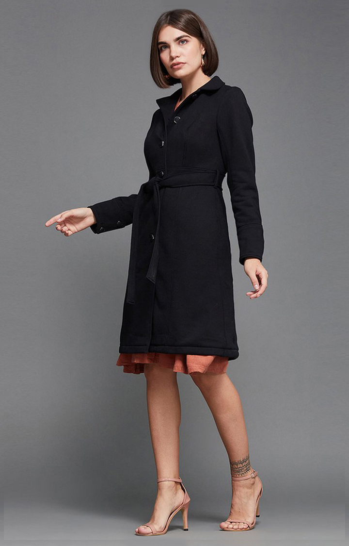 Women's Black Polyester  Western Jackets
