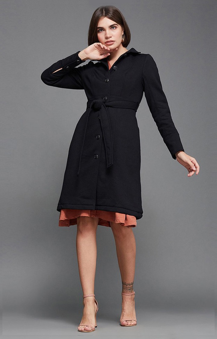 Women's Black Polyester  Western Jackets