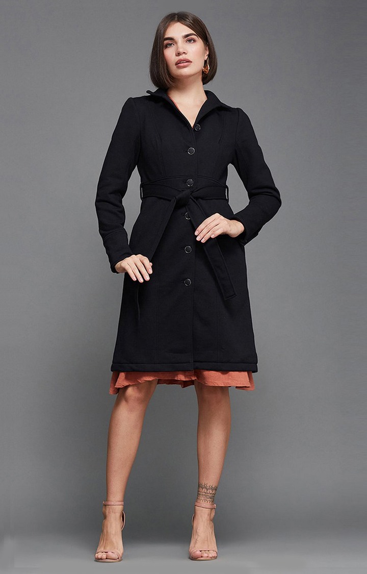 Women's Black Polyester  Western Jackets