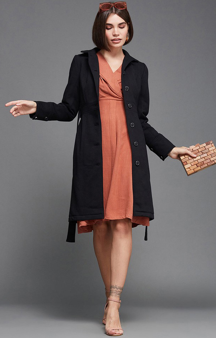 Women's Black Polyester  Western Jackets