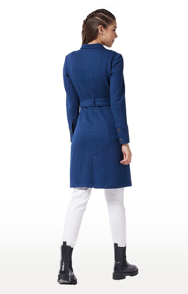 Women's Blue Polycotton SolidCasualwear Western Jackets