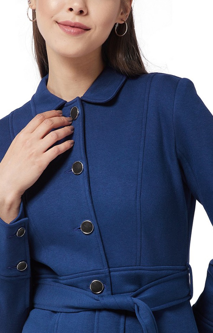 Women's Blue Polycotton SolidCasualwear Western Jackets
