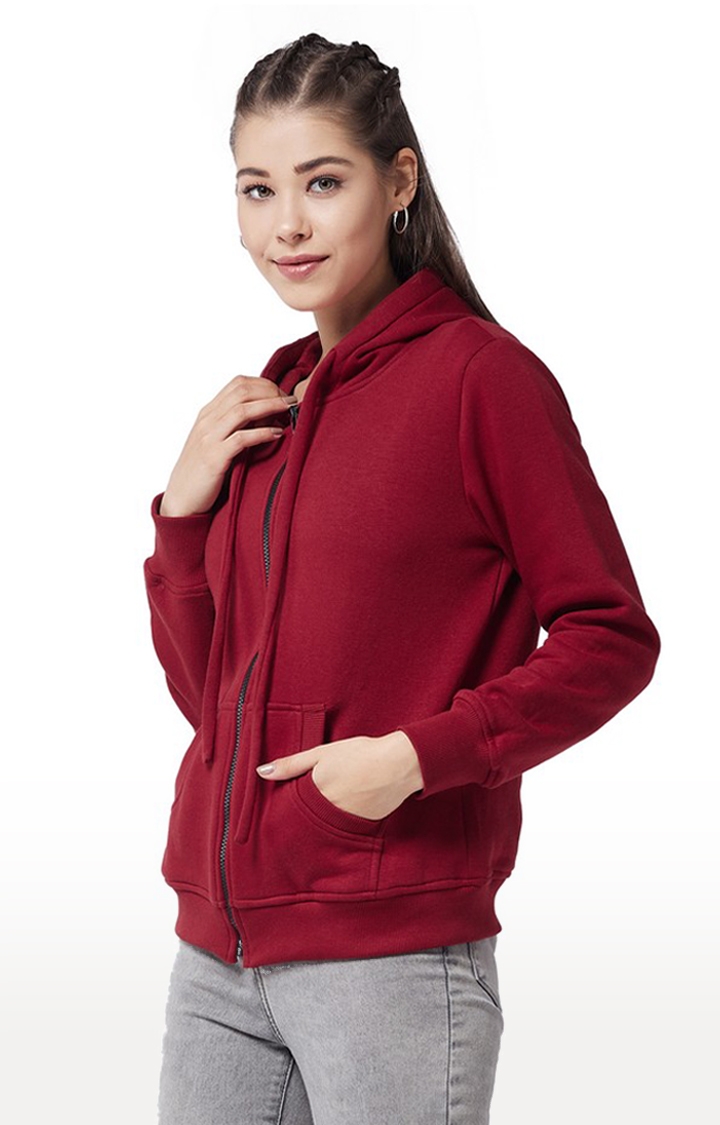 MISS CHASE | Women's Red Solid Hoodies 2