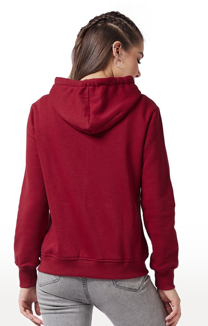 MISS CHASE | Women's Red Solid Hoodies 3