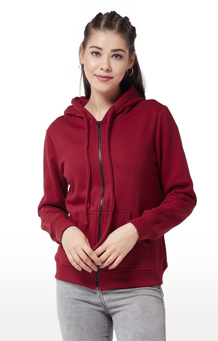 MISS CHASE | Women's Red Solid Hoodies 0
