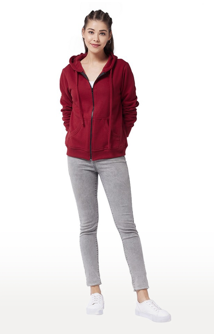 MISS CHASE | Women's Red Solid Hoodies 1