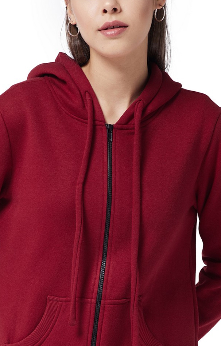 MISS CHASE | Women's Red Solid Hoodies 4