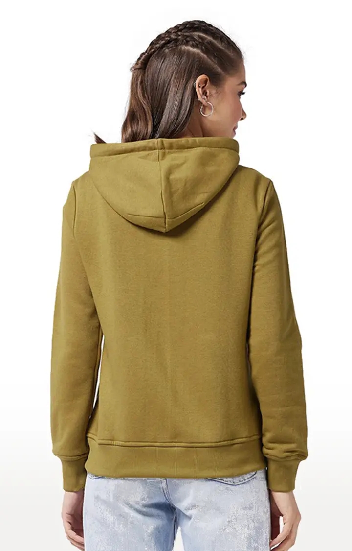 Women's Green Polycotton SolidCasualwear Hoodies