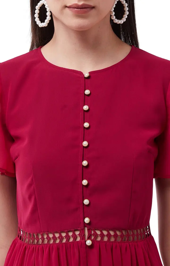 Women's Pink Georgette SolidCasualwear Maxi Top