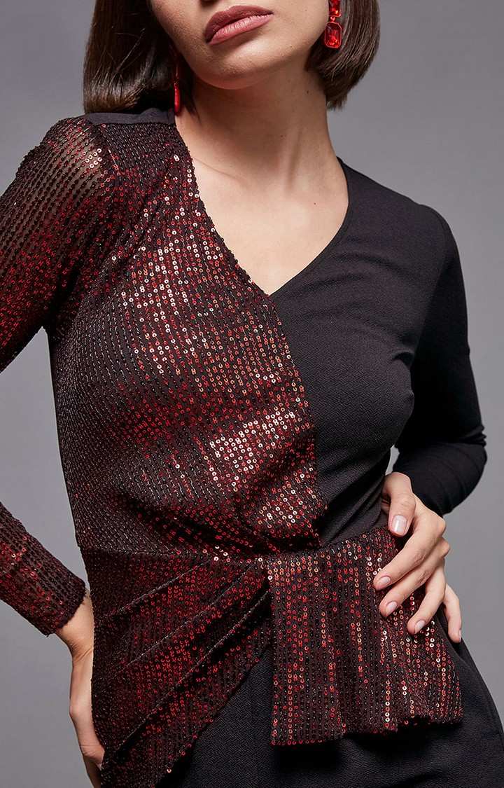 Women's Black Polyester  Jumpsuits