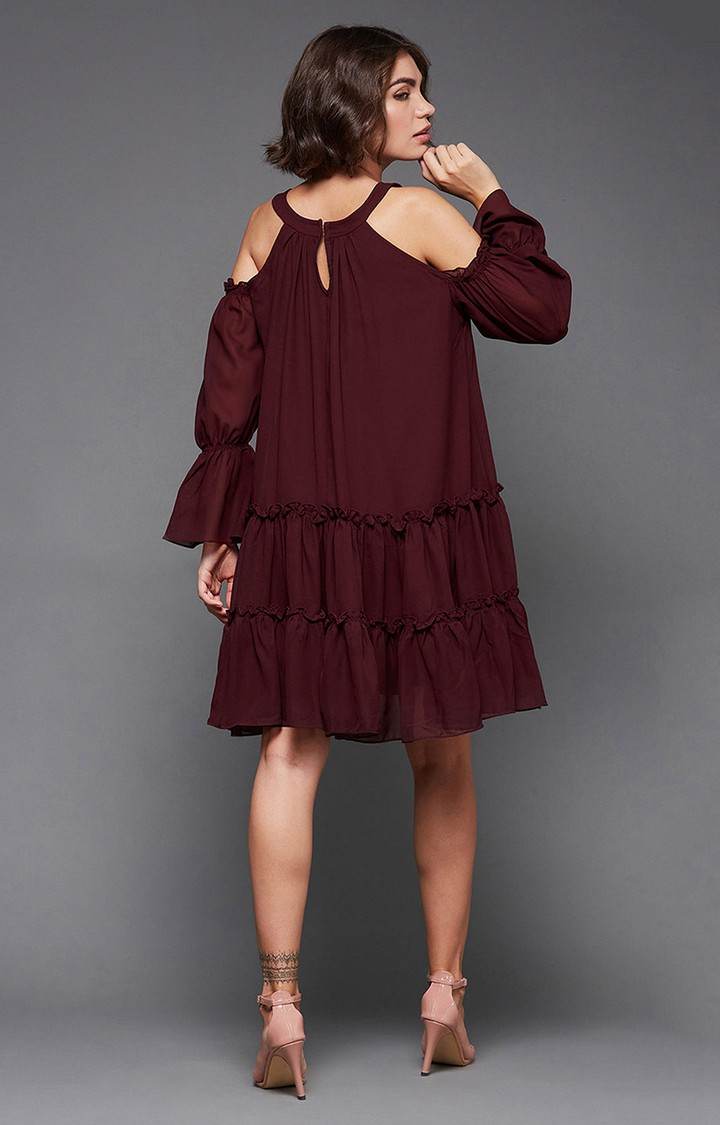 Women's Red Polyester  Dresses