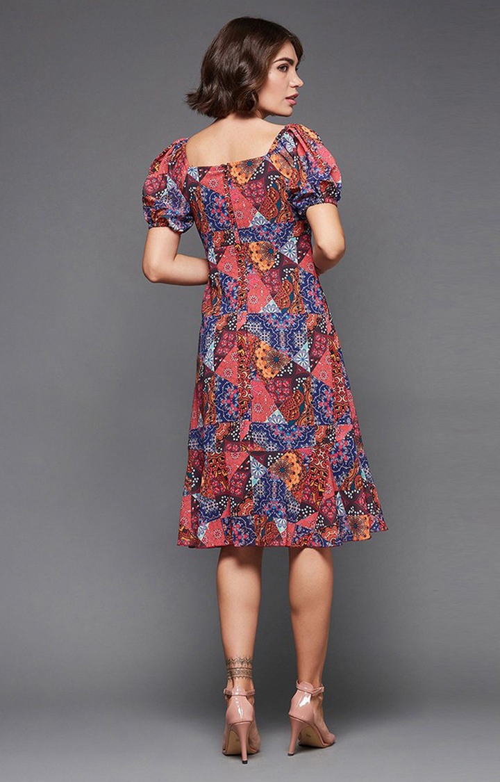 Women's Multi Georgette Casualwear Shift Dress