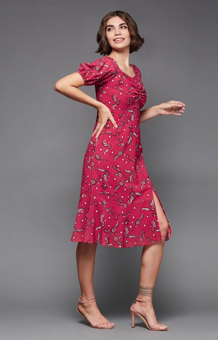 Women's Pink Georgette Casualwear Shift Dress