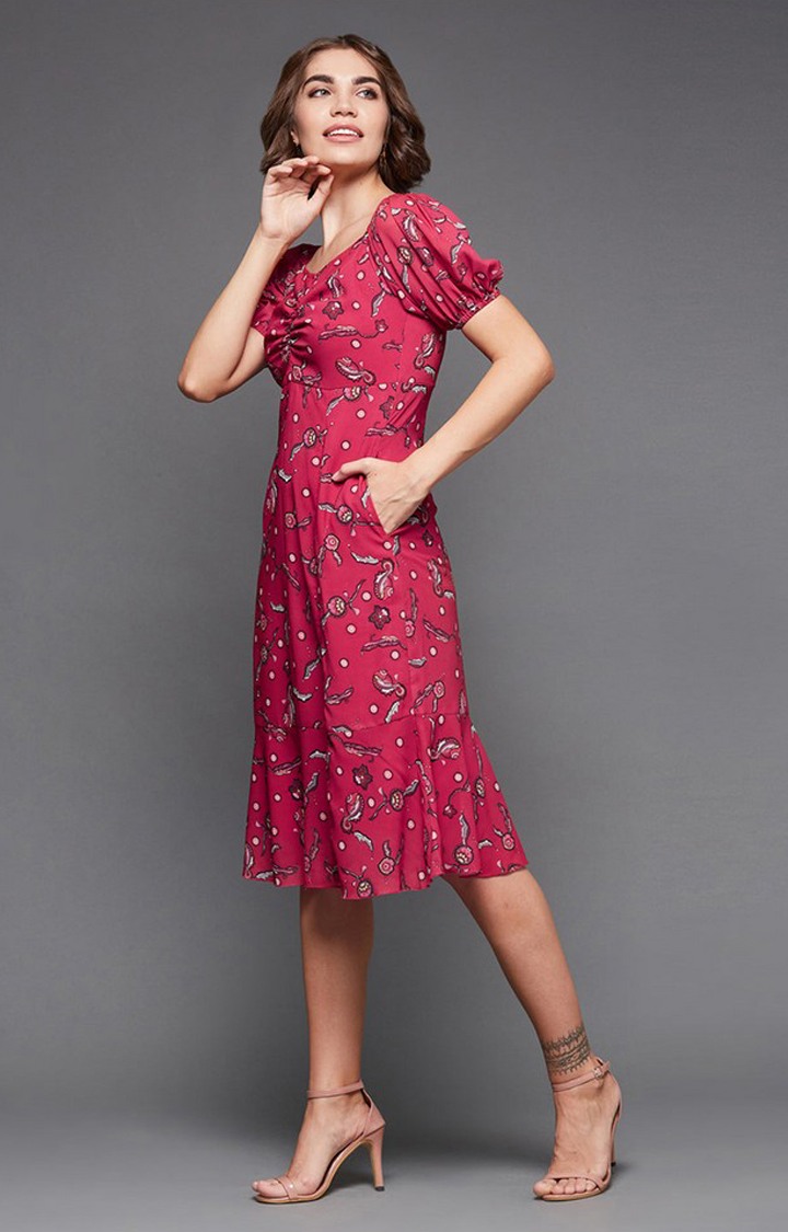 Women's Pink Georgette Casualwear Shift Dress