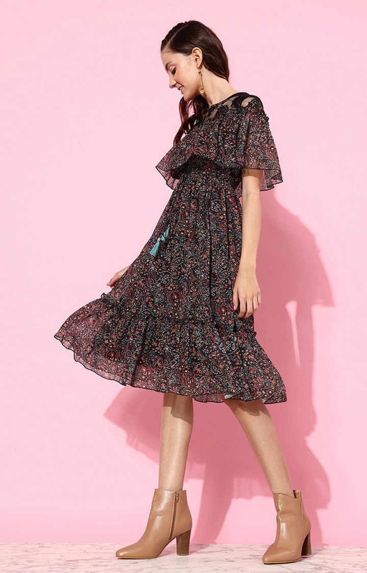 Women's Multi Polyester Casualwear Tiered Dress
