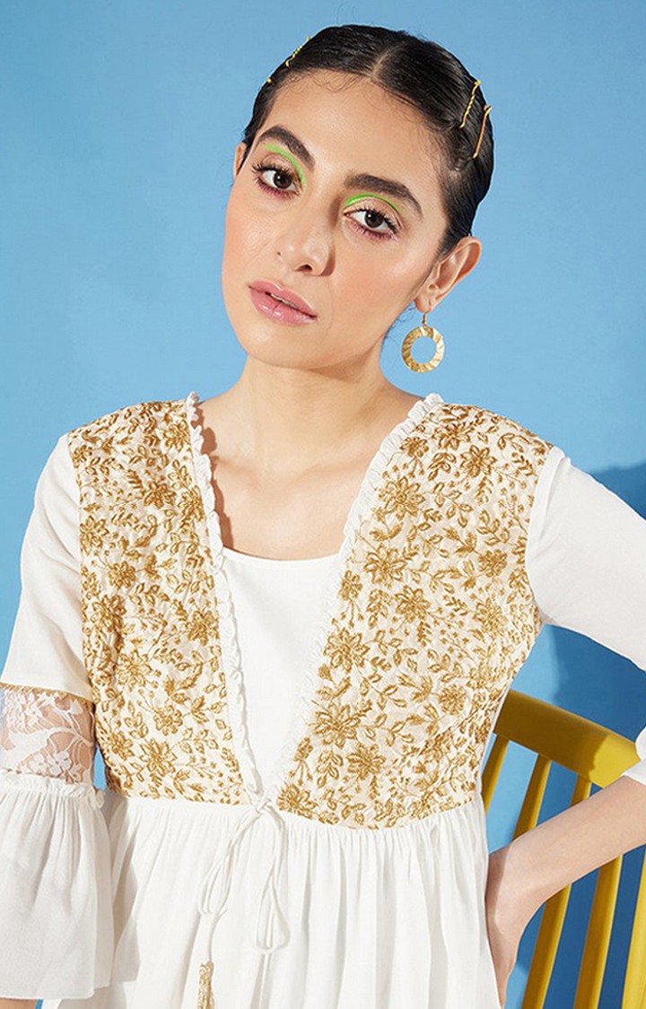 Women's White Viscose Rayon  Dresses