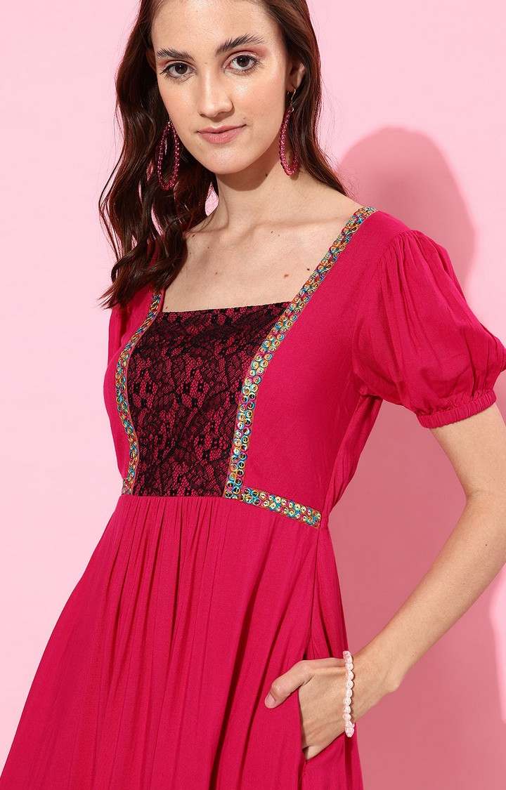 Women's Pink Viscose Rayon  Dresses