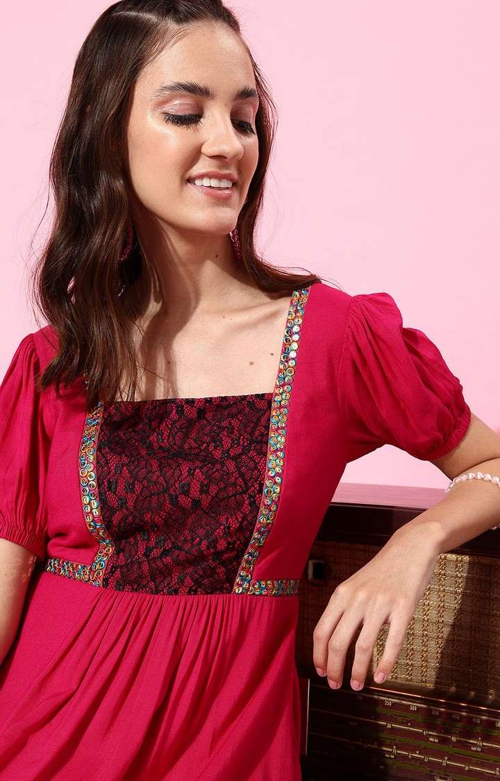 Women's Pink Viscose Rayon  Dresses