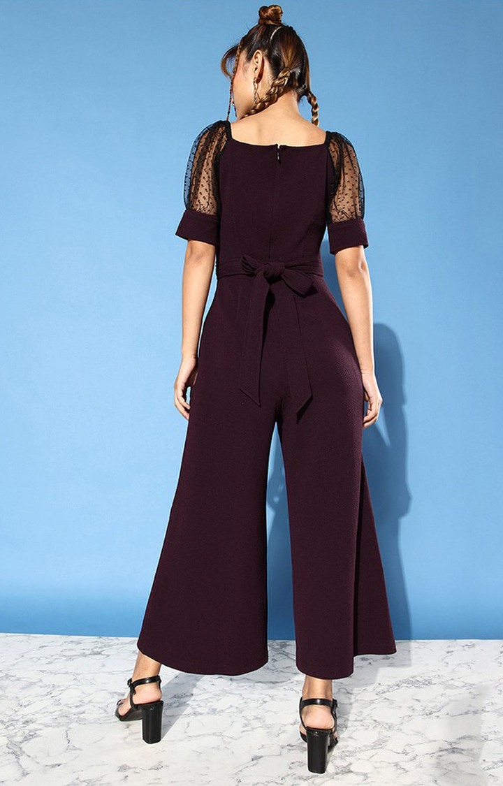 Women's Purple Polyester  Jumpsuits