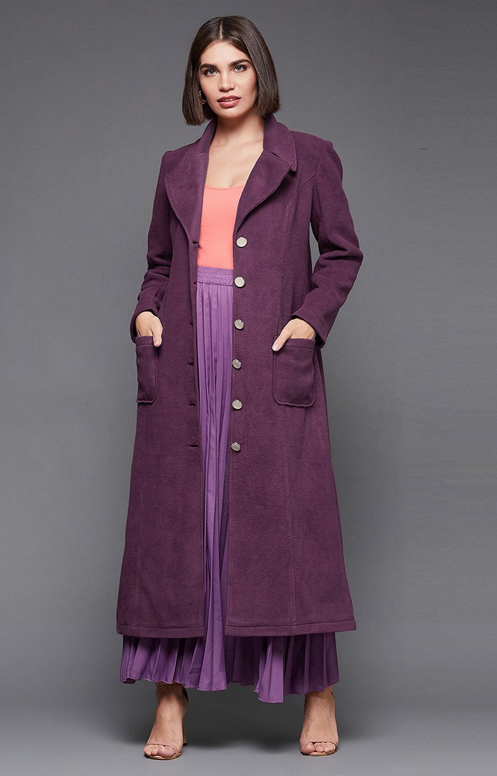 MISS CHASE | Women's Purple Polyester  Western Jackets
