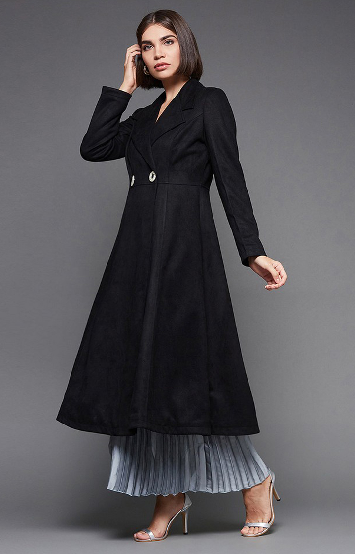 Women's Black Polyester  Western Jackets