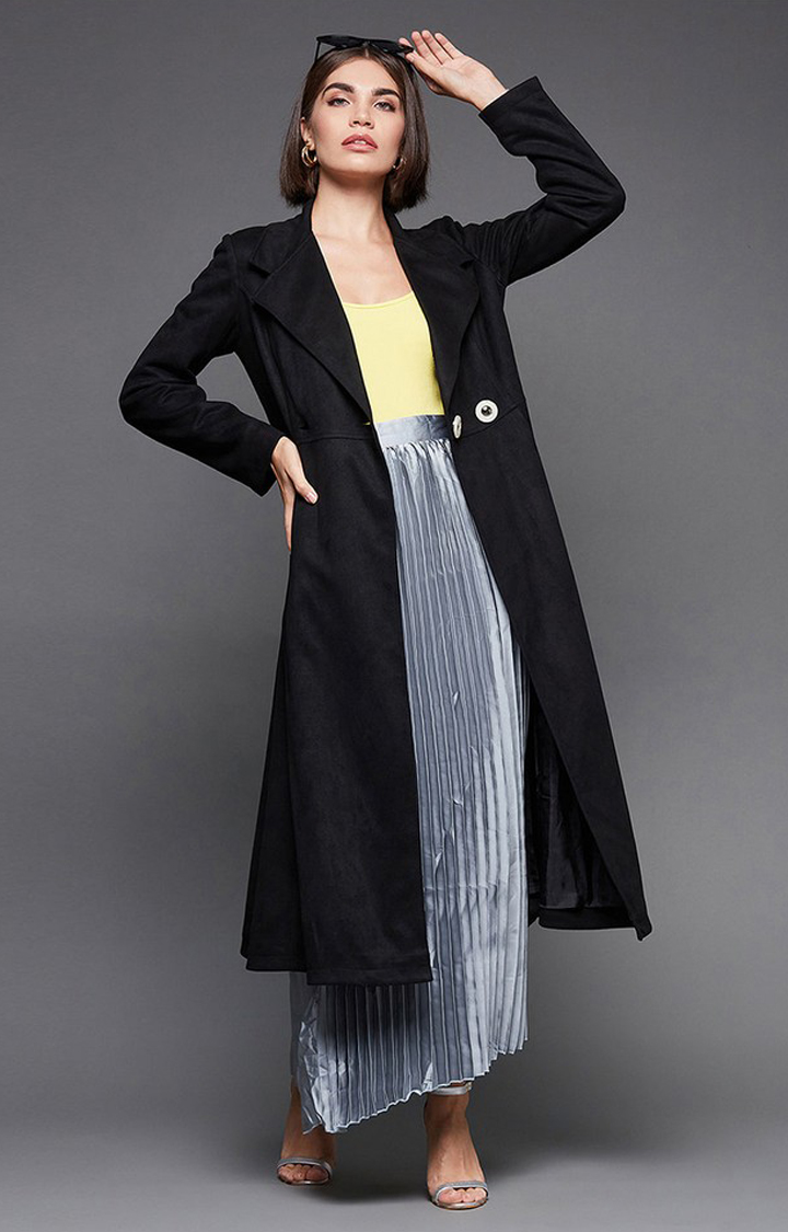 Women's Black Polyester  Western Jackets