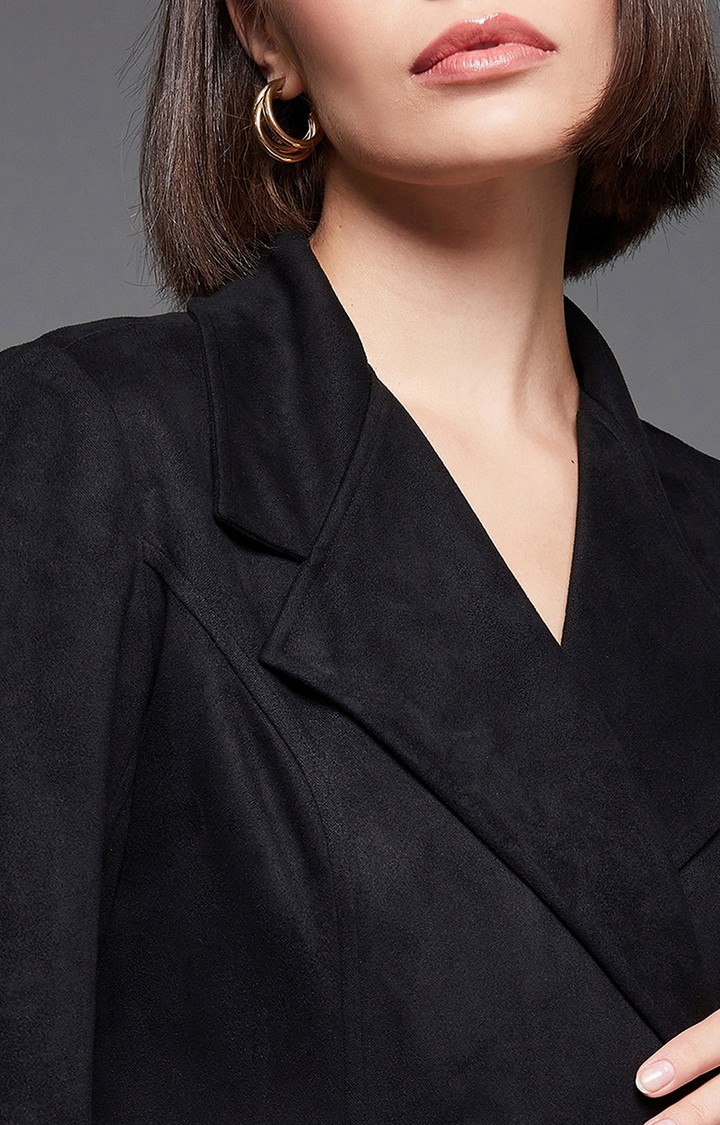 Women's Black Polyester  Western Jackets