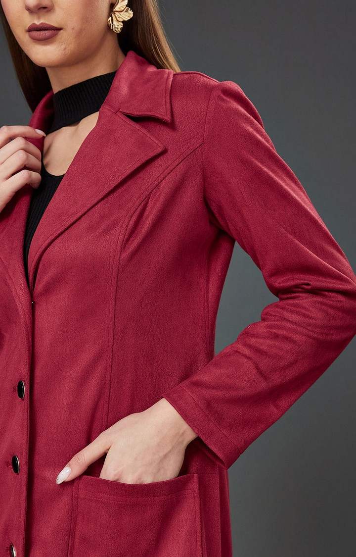 Women's Red Polyester  Western Jackets