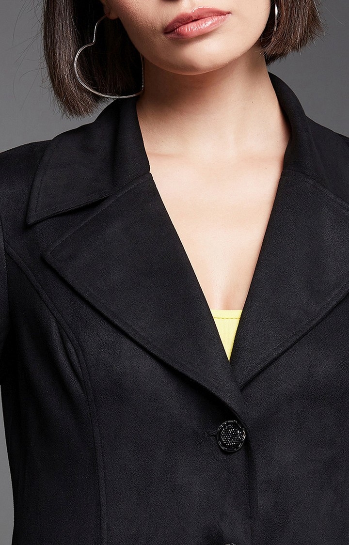 Women's Black Polyester  Western Jackets