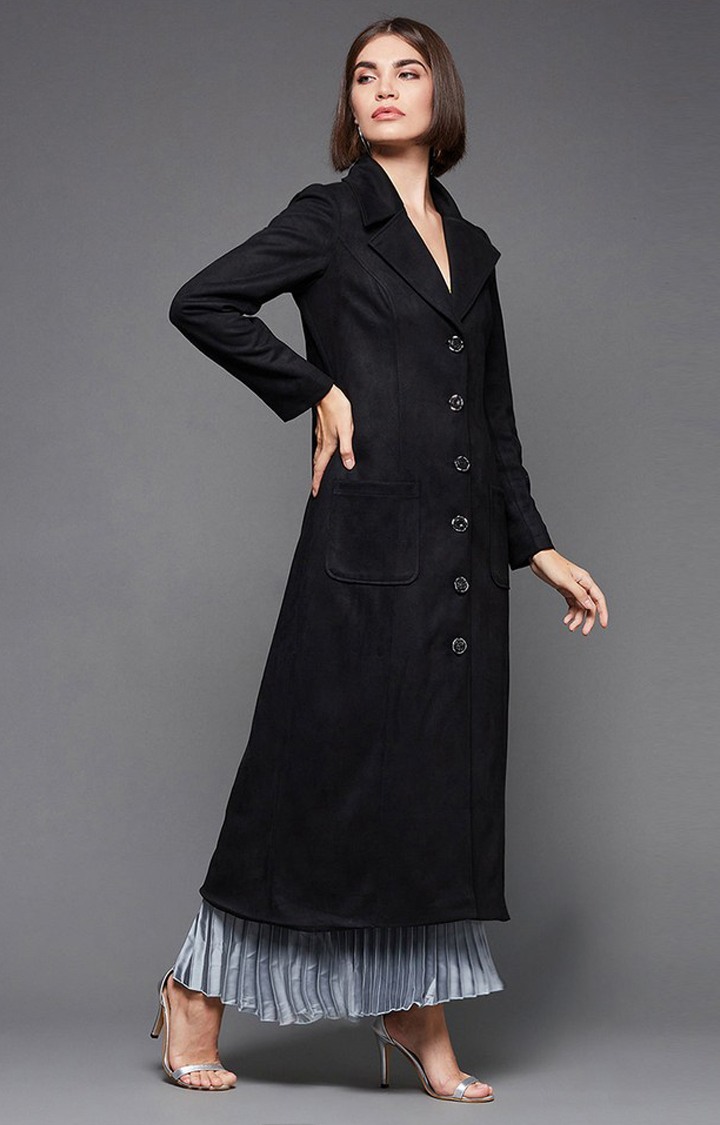 Women's Black Polyester  Western Jackets