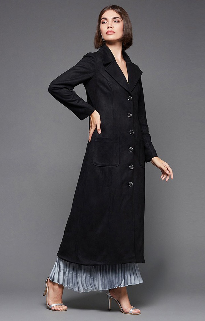 Women's Black Polyester  Western Jackets