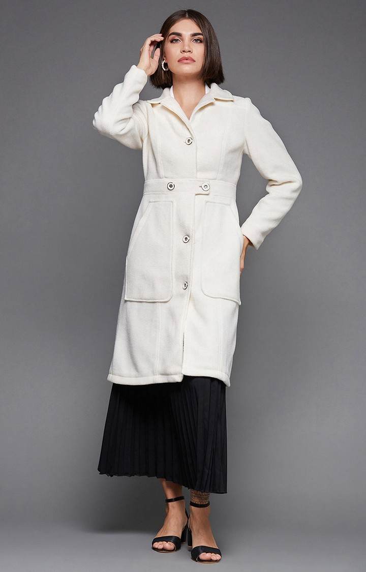 Women's White Polyester  Western Jackets