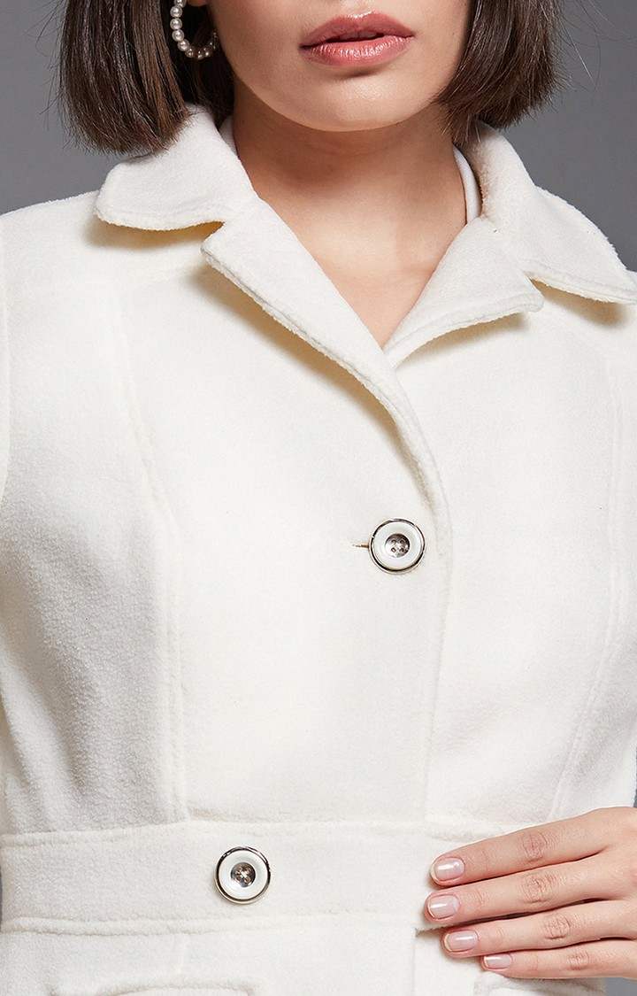 Women's White Polyester  Western Jackets