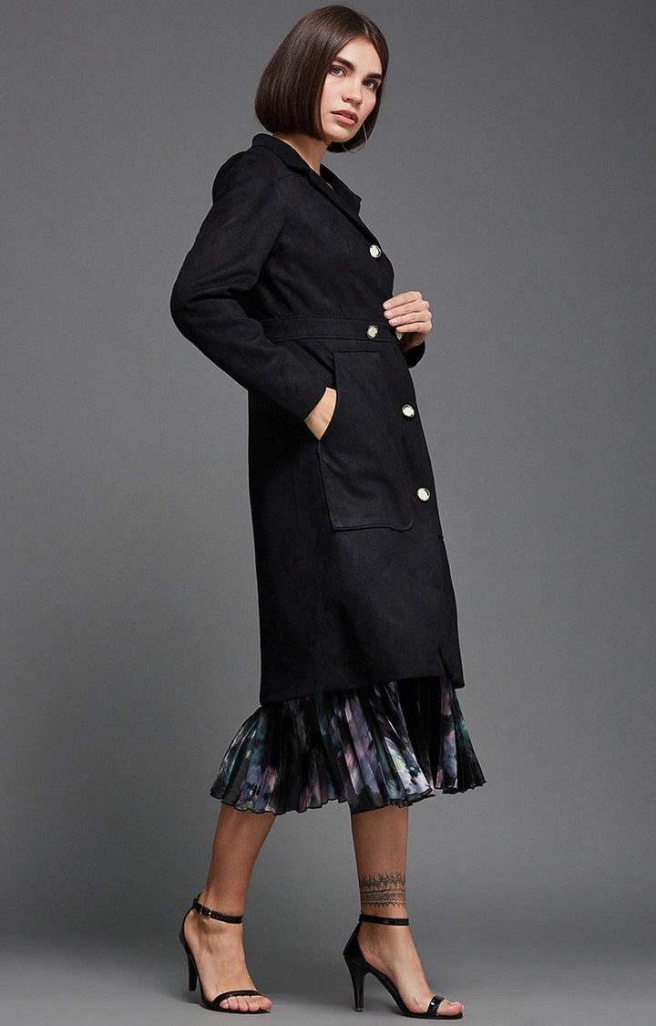 Women's Black Polyester  Western Jackets