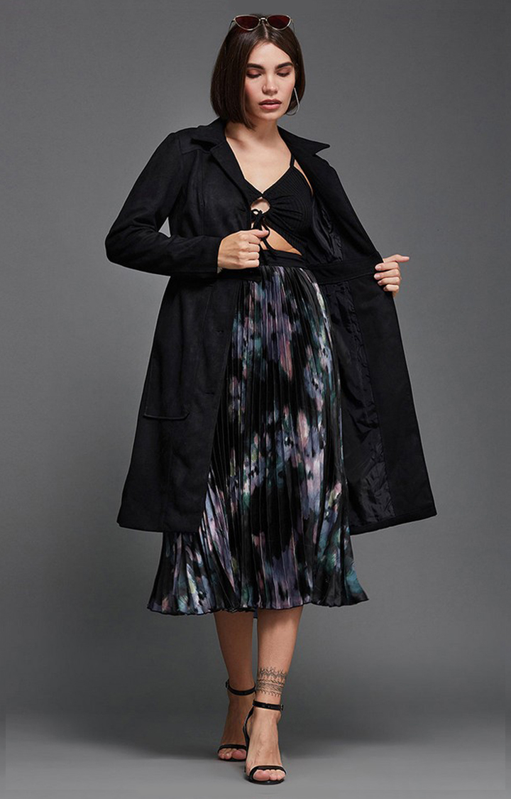Women's Black Polyester  Western Jackets