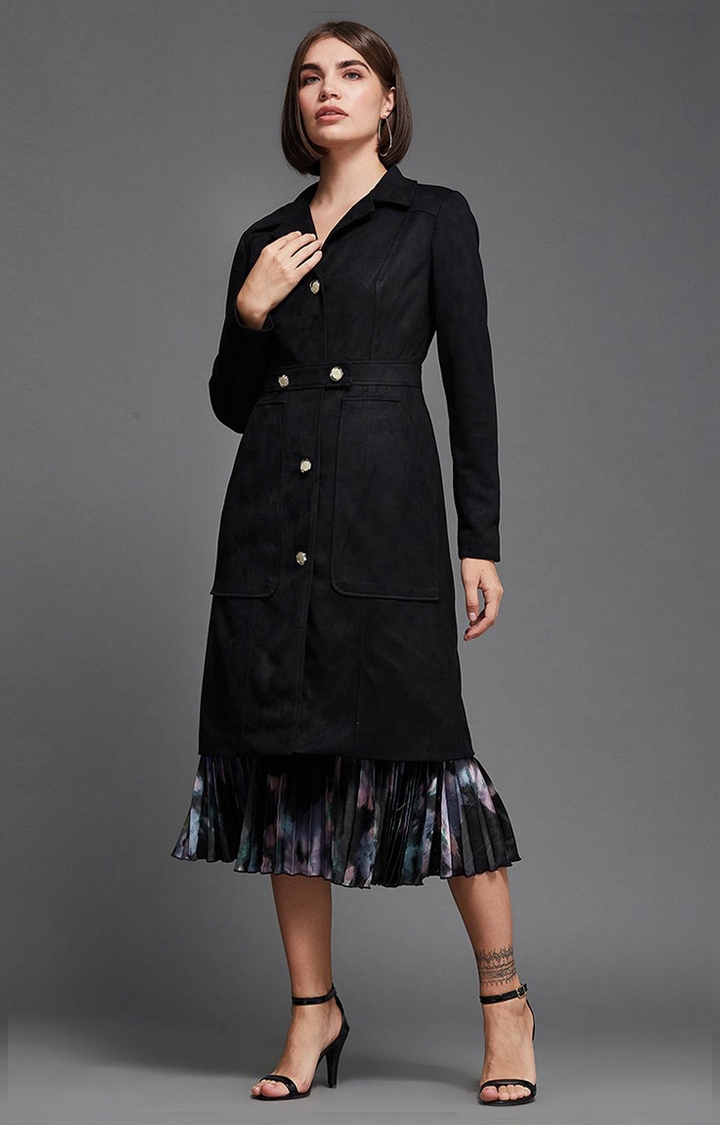 MISS CHASE | Women's Black Polyester  Western Jackets