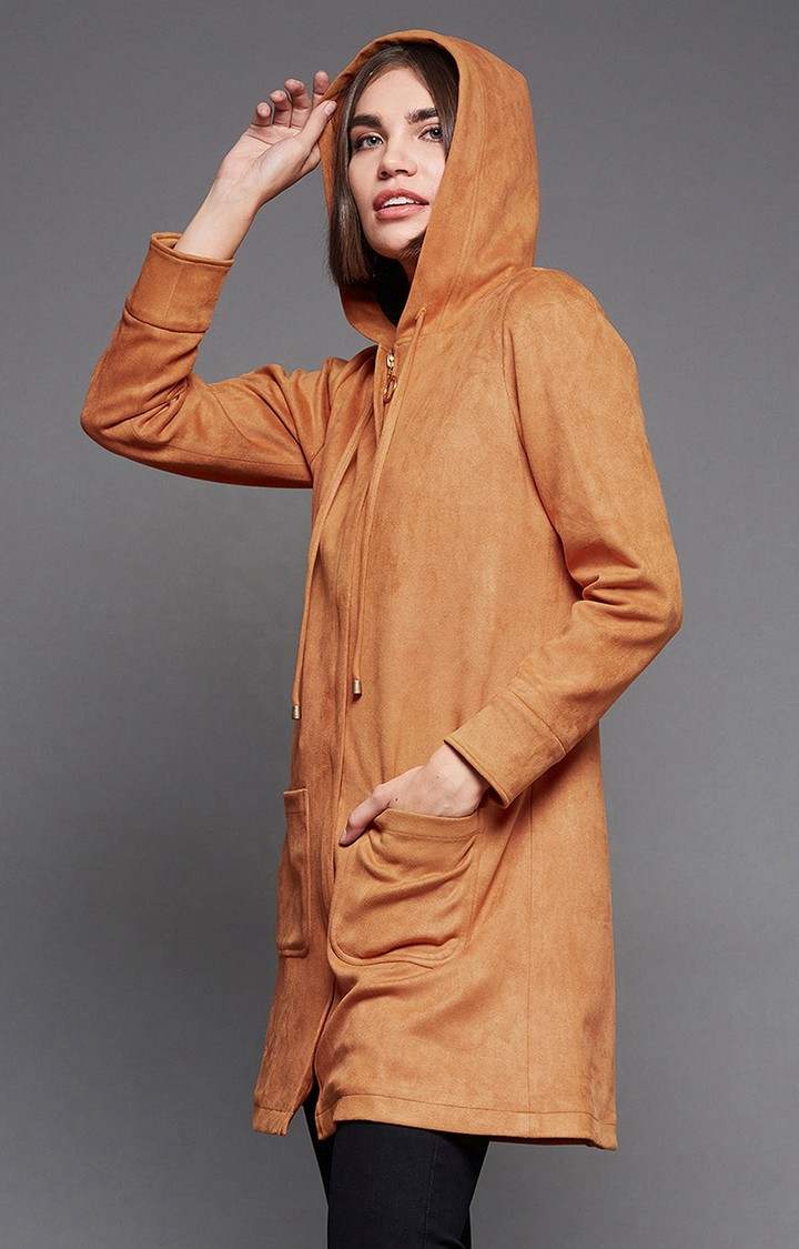 Women's Orange Polyester  Western Jackets