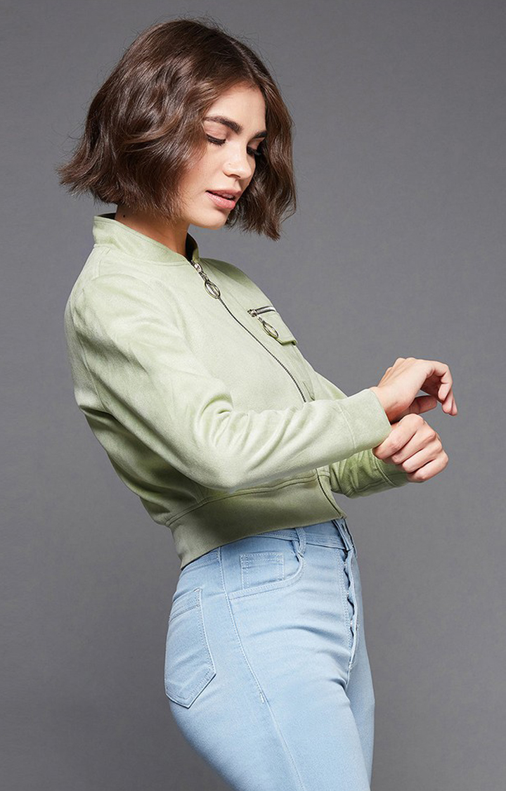Women's Green Polyester  Western Jackets