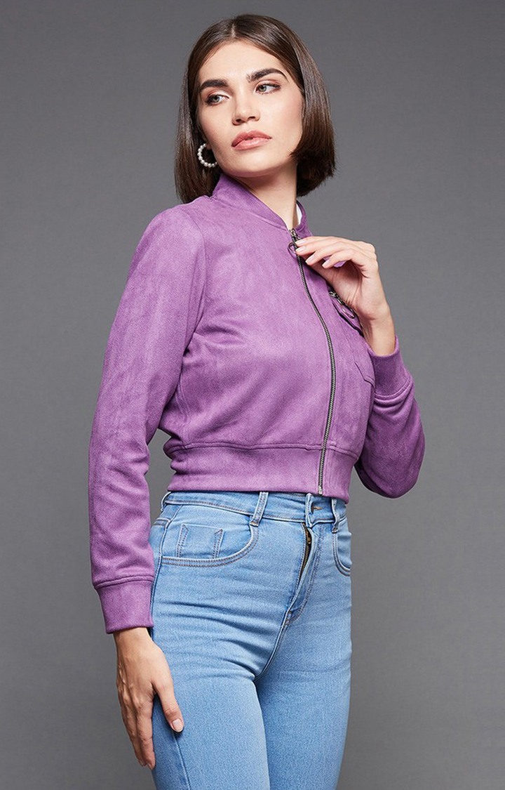 Women's Purple Polyester  Western Jackets