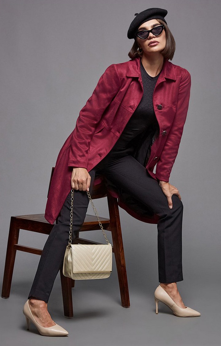 Women's Red Polyester  Western Jackets