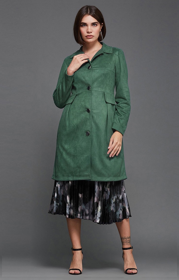 MISS CHASE | Women's Green Polyester  Western Jackets