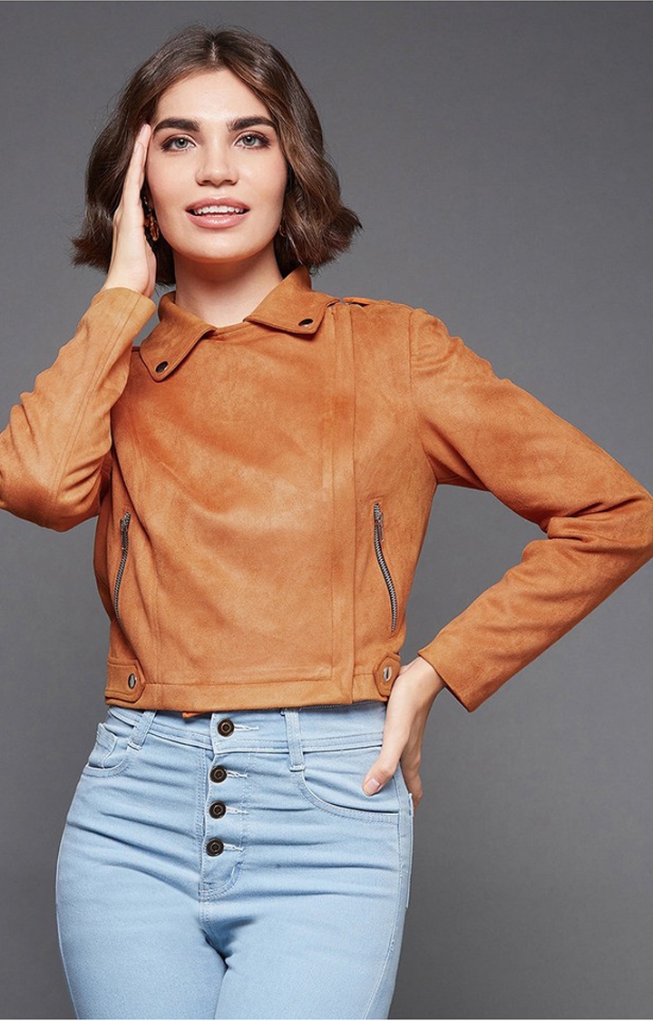 MISS CHASE | Women's Orange Polyester  Western Jackets