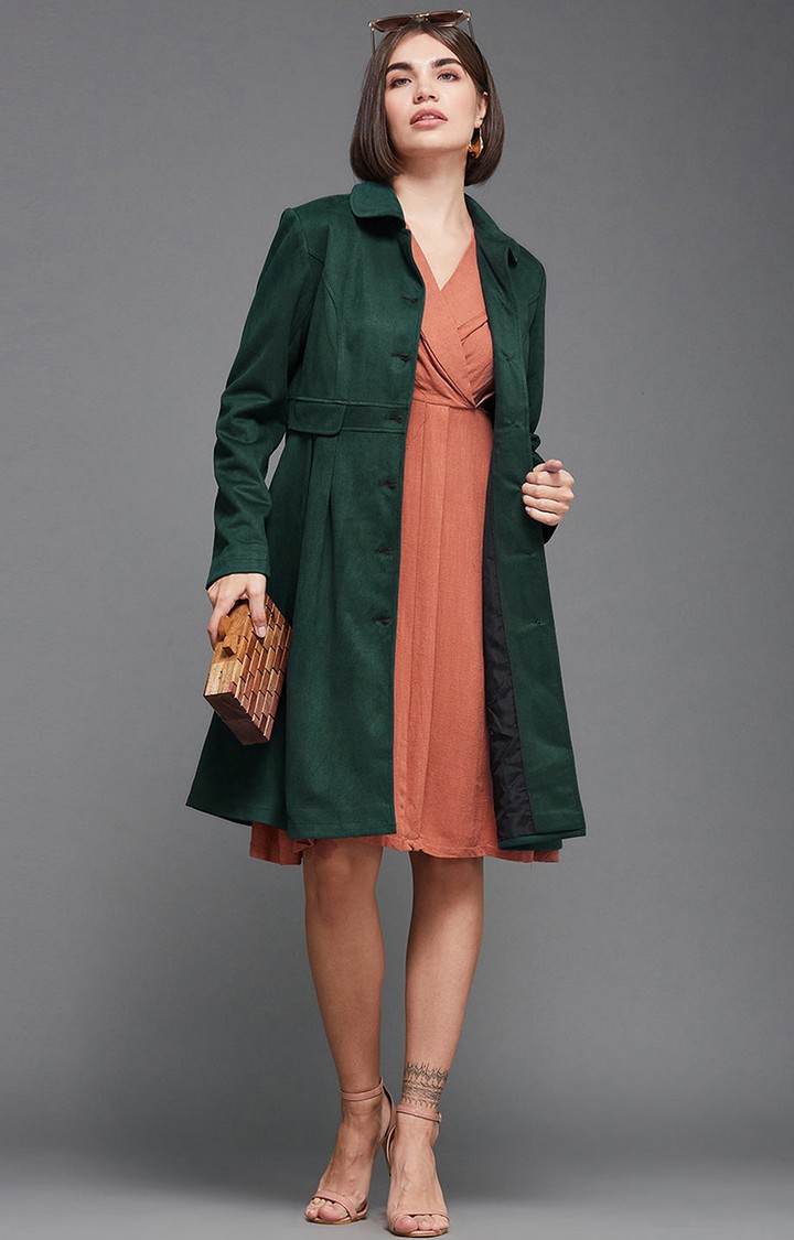 Women's Green Polyester  Western Jackets