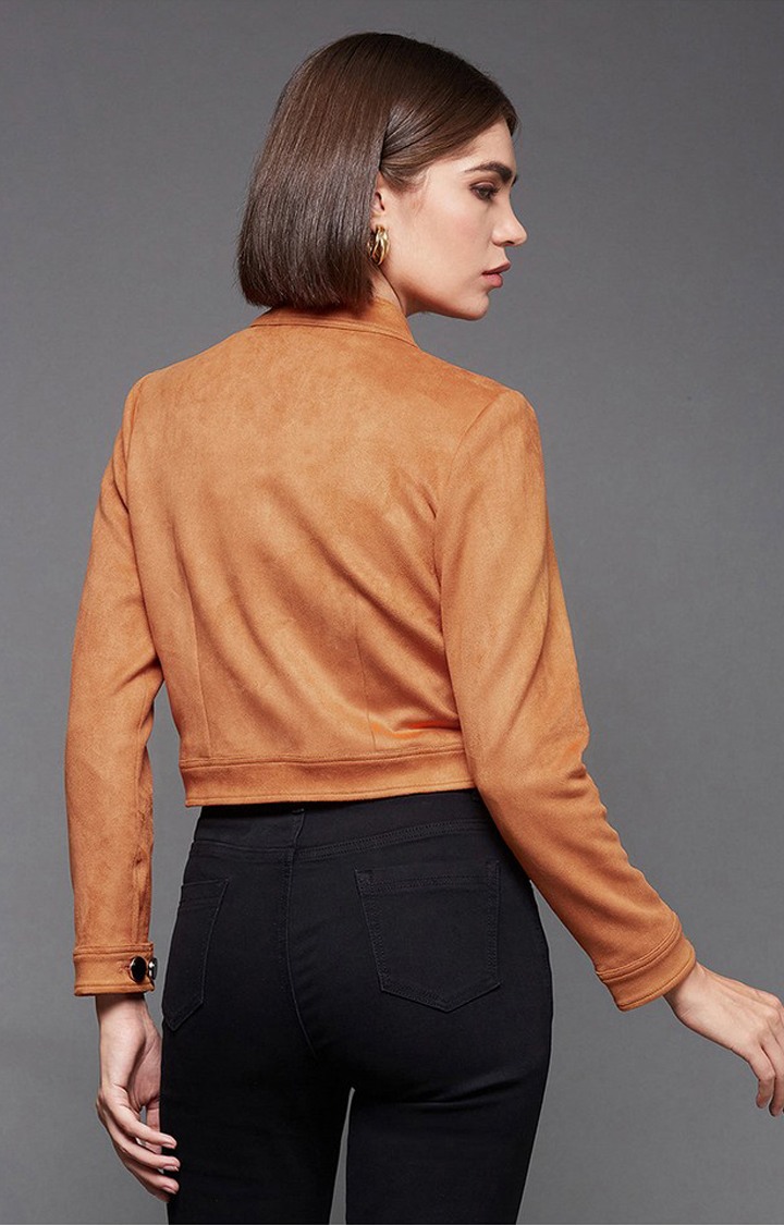 Women's Orange Polyester  Western Jackets