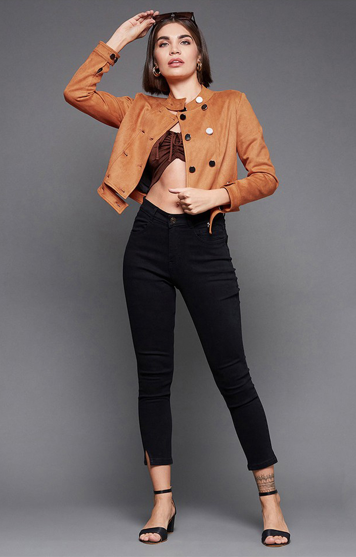 Women's Orange Polyester  Western Jackets