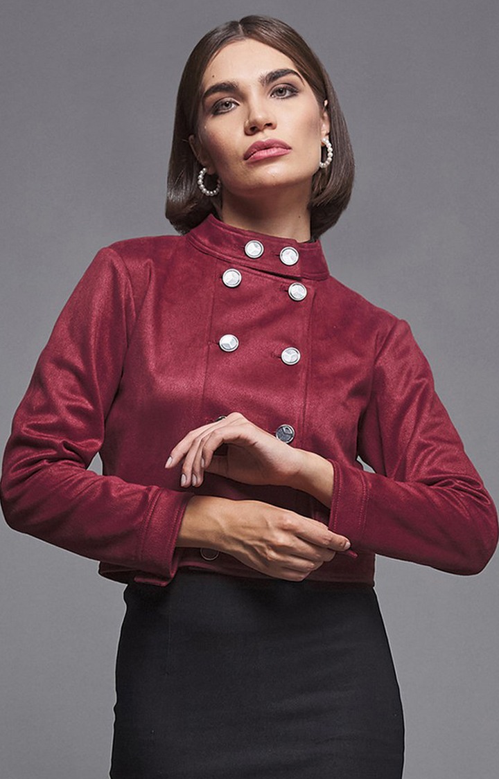 Women's Red Polyester  Western Jackets