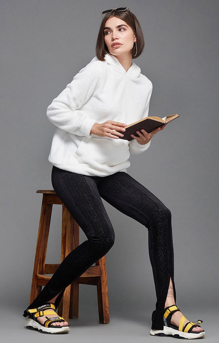 Women's White Polyester  Sweatshirts