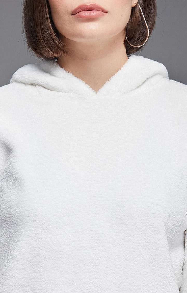 Women's White Polyester  Sweatshirts