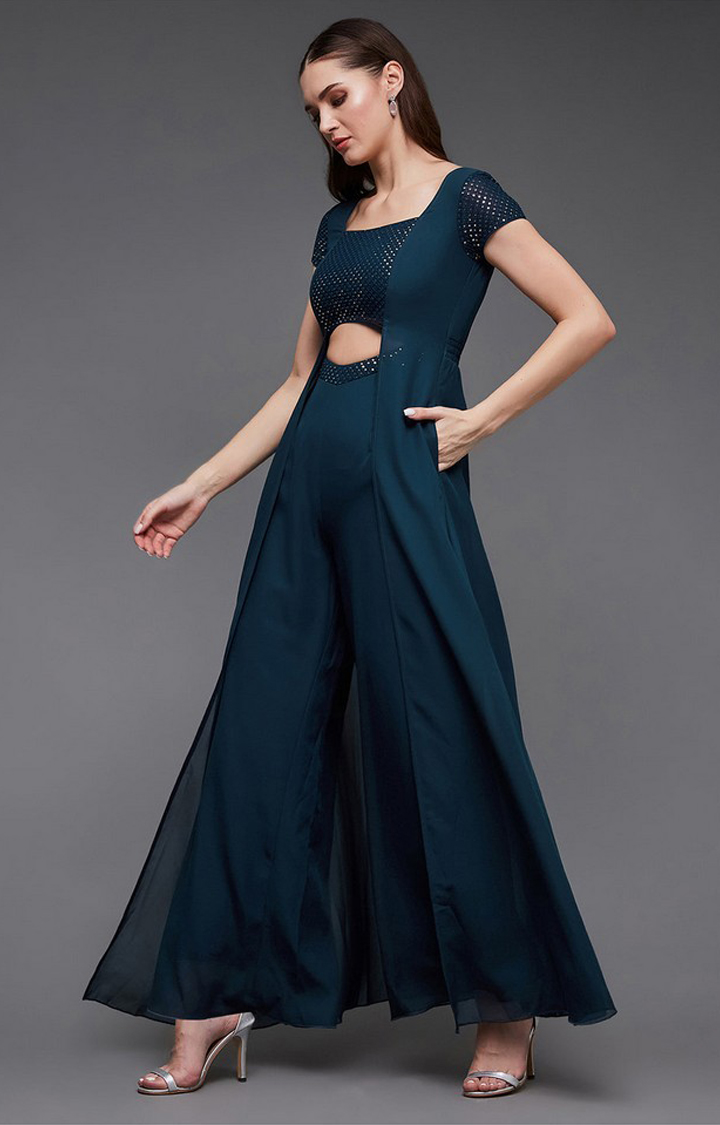 Women's Blue Georgette  Jumpsuits